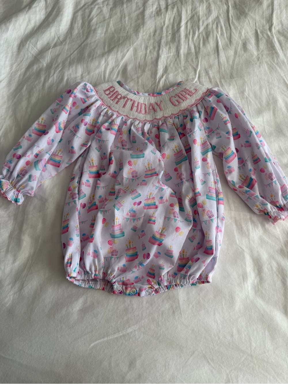 The Smocked Flamingo Baby “Birthday Girl” Onesie - Picture 3 of 9